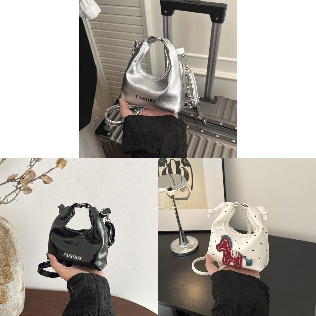 Trendy Mini Shoulder Bag Pu Soft Water Jiao Shape With Magnetic Snap For Daily Fashion