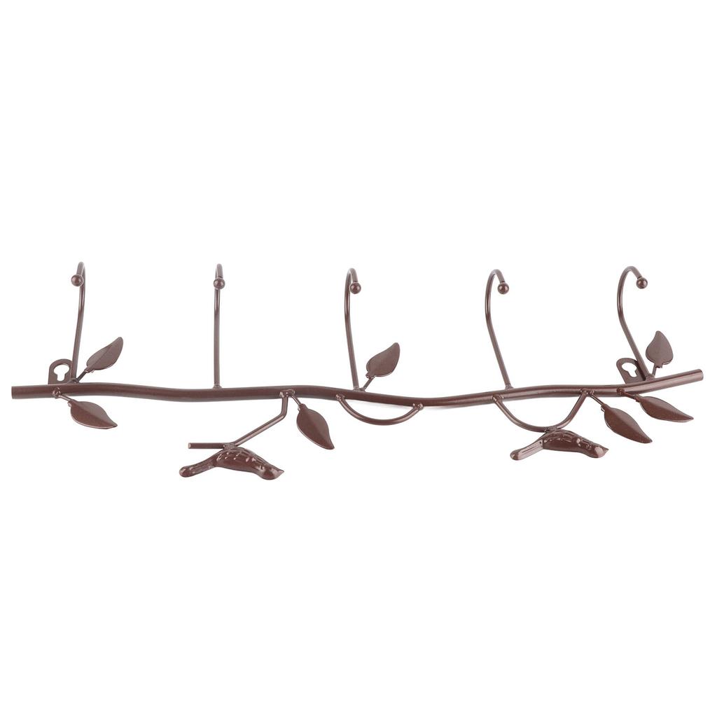 Wall Mount Hook Iron Material Durable Hook with Leaf Bird Decor for Clothes Hats Keys Coats Towels