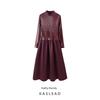 Kaslead New Women Clothes Western Style Fashion Simple Round Neck Sequins Patchwork Big Hemline Dress