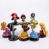 8 Peças/Conjunto Kawaii Princesa Q 9cm Rapunzel Branca de Neve Jasmine Mulan Ariel Figura de PVC Enfeites de Bolo Brinquedos Presente para Criança