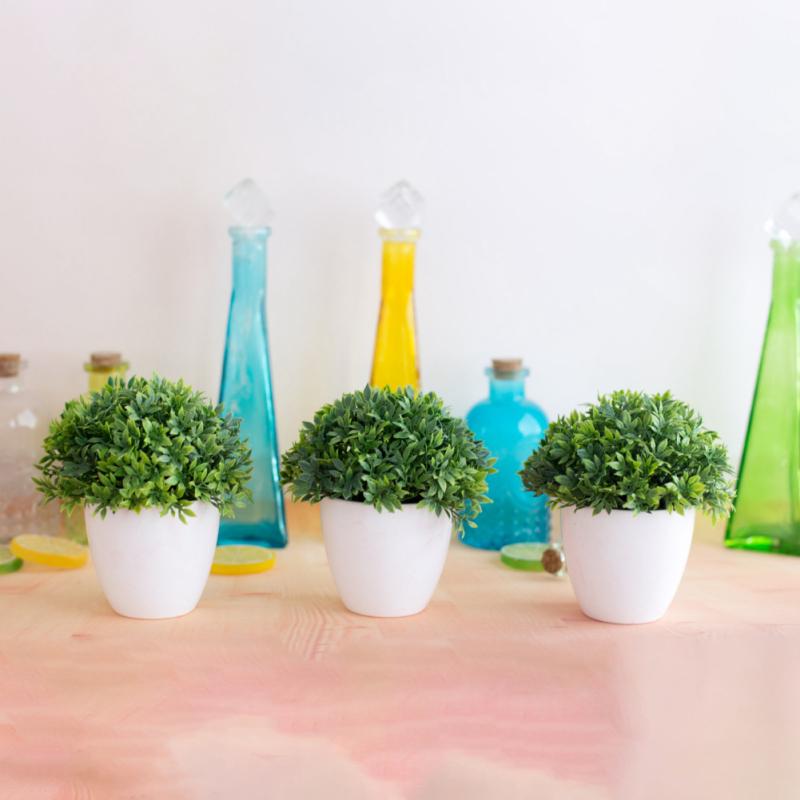 Artificial Plants Potted Green Bonsai Small Tree Grass Plants Pot Ornament Fake Flowers for Home Garden Decoration Wedding Party