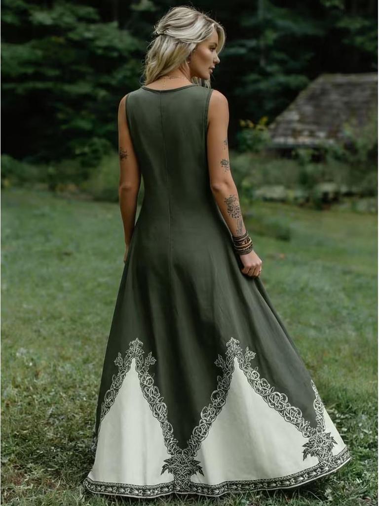 Celtic Renaissance V-neck Sleeveless Summer Dress 2026 - Women's Cross-border Style