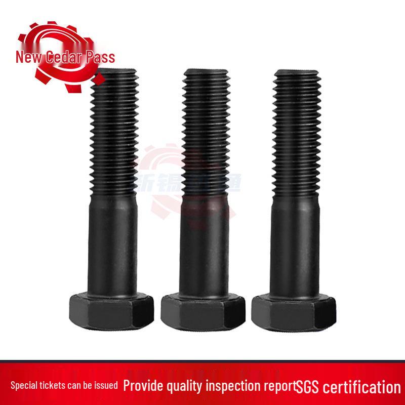 12.9 High-Strength Carbon Steel Hex Bolt, Full/Half Thread, Black Oxidized Screw
