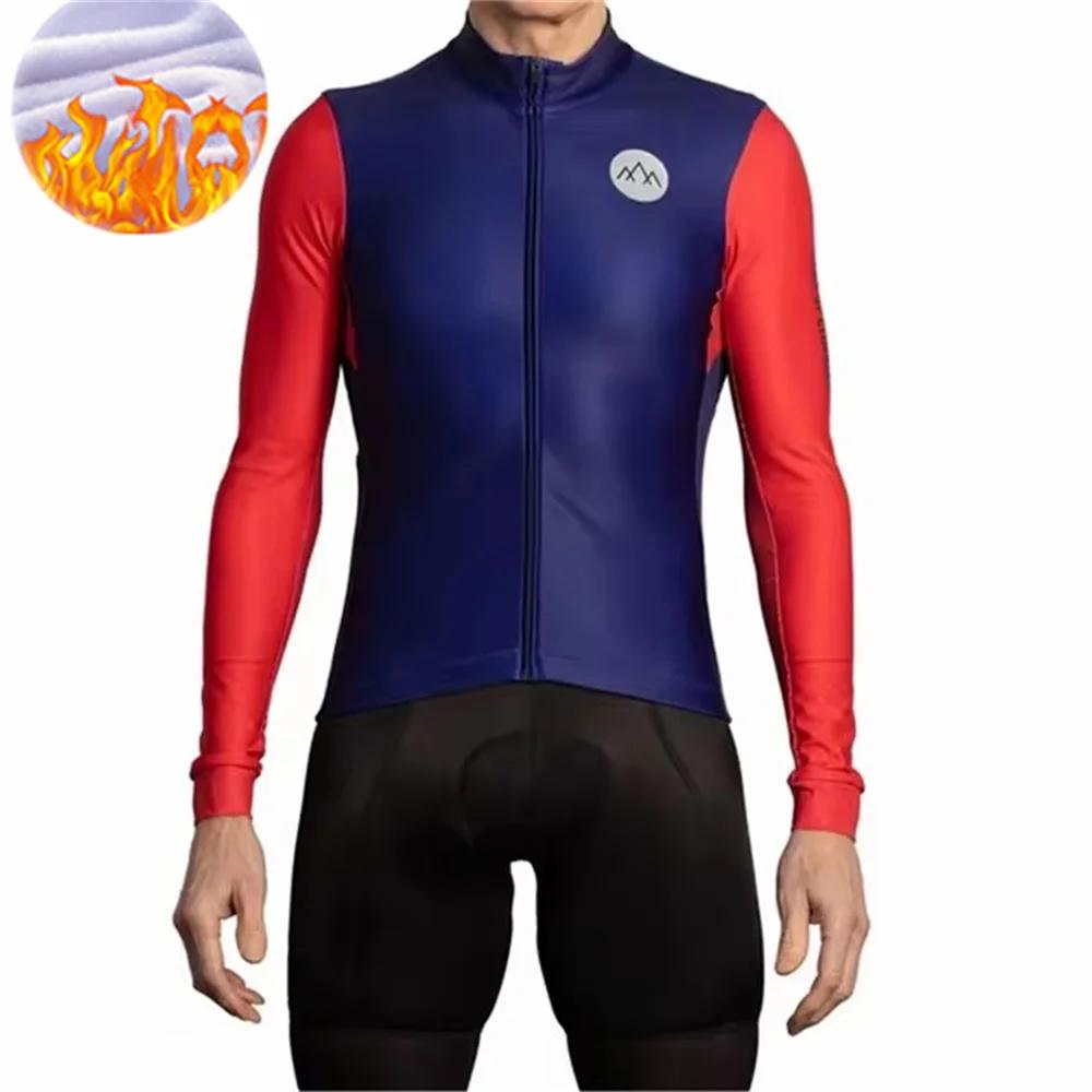 Winter Jacket Thermal Fleece Cycling Jacket of Climbers Men Long Sleeve Clothing Warm Tops Road Bike Outdoor Sports MTB Winter