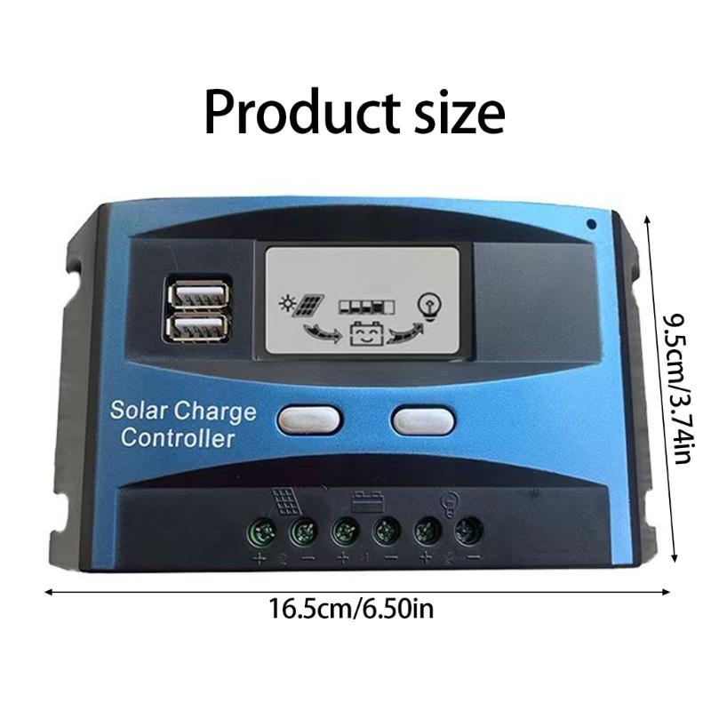 12V/ 24V Solar Panel Regulator with Adjustable LCD Display 30/40/50/60A Double USB Solar Charge Controller Easy to Use