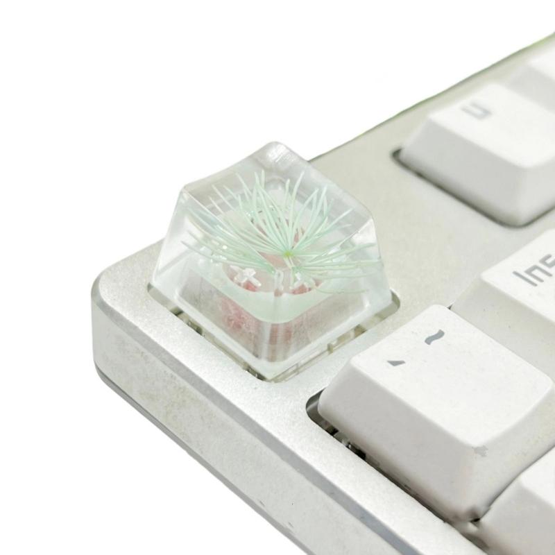 

ESC Keycap Transparency Resin Keycap for Mechanical Keyboards Showcasing Delicatedly Pine Blossom Designing