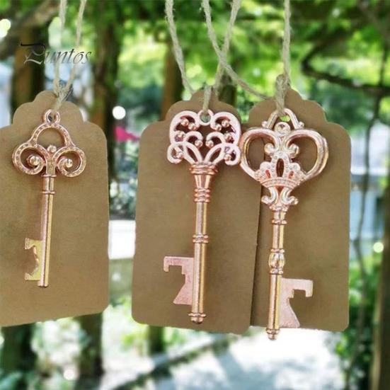 20 stk Vintage Nøkkel Flaskeåpner Anheng med Takk-lapper & Jutesnor Kreative DIY Nøkkelring Sjarm Perfekte Bryllups Baby Shower Gaver Festartikler