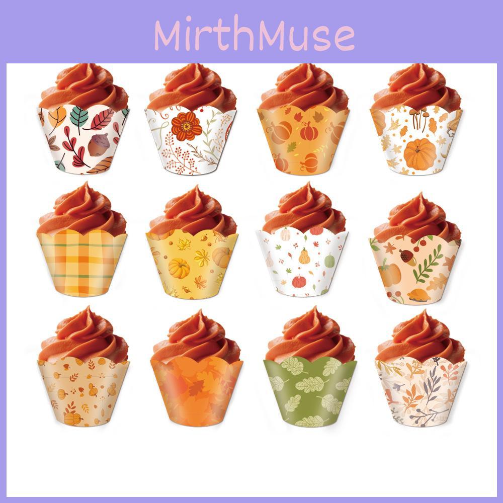 Pumpkin Themed Thanksgiving Leaf Pattern Paper Cake Border Props Decoration