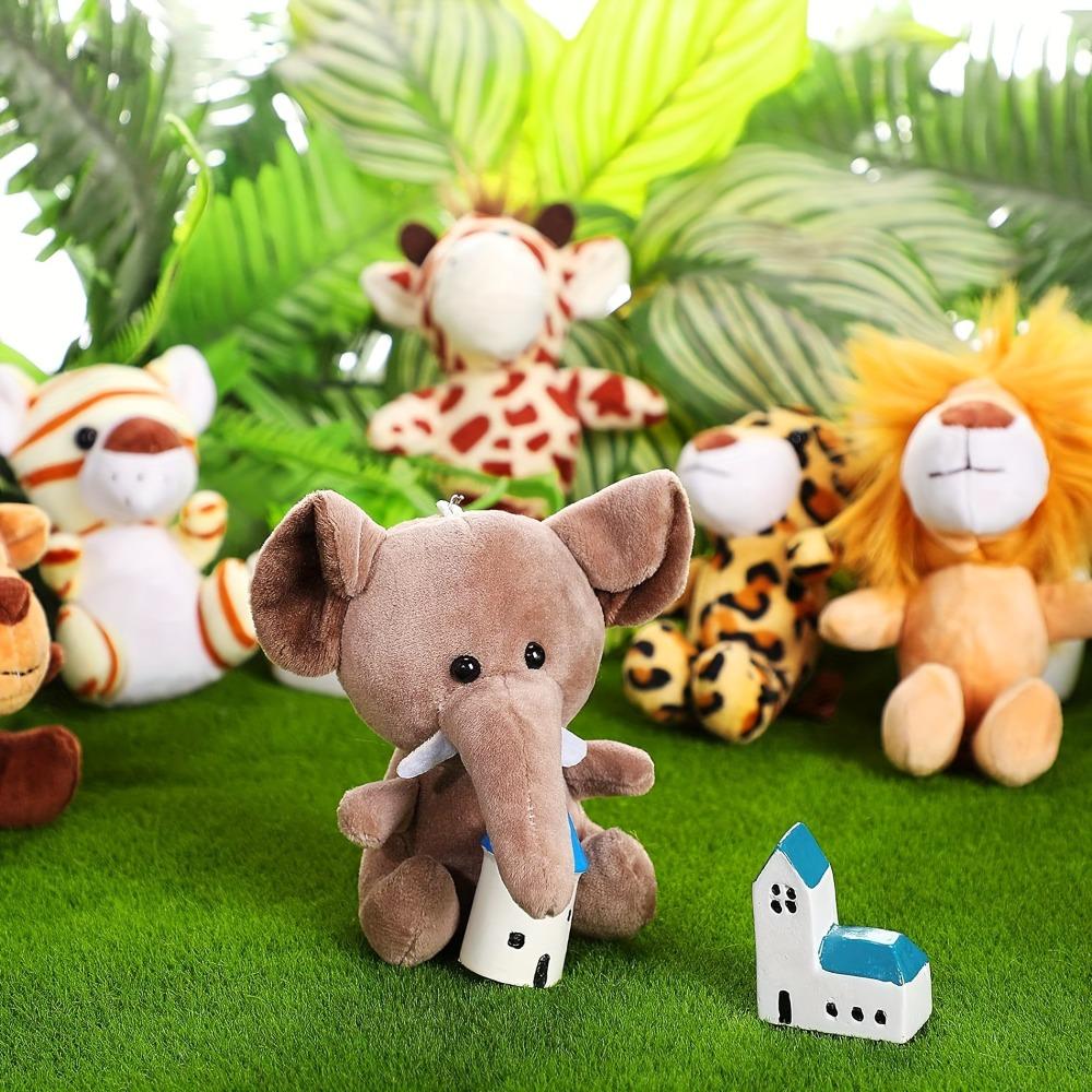 6 Pieces Mini Stuffed Forest Animals Plush Toys 4 Inch Cute Elephant Lion Giraffe Best Gift for Thanksgiving Christmas New Year