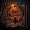 Dark Theme Party Decor Halloween Static Window Clings, Spider Web Pumpkin Happy Glass Translucent Festive Ornaments Decor, Adhesive-Free Clings Decals