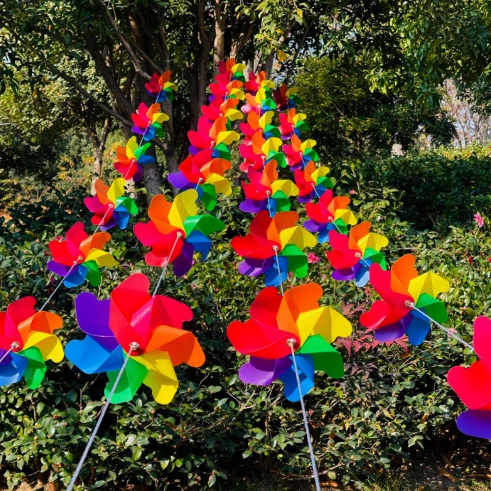 8/10pcs with Steel Wire Rope Hanging Windmill Plastic Windmill String Pinwheels  Yard and Garden