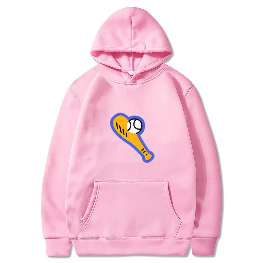Autumn Winter Baseball Printed Hoodie Solid Color Classic Style College Style Hoodie Daily Fashion Warm Hoodie