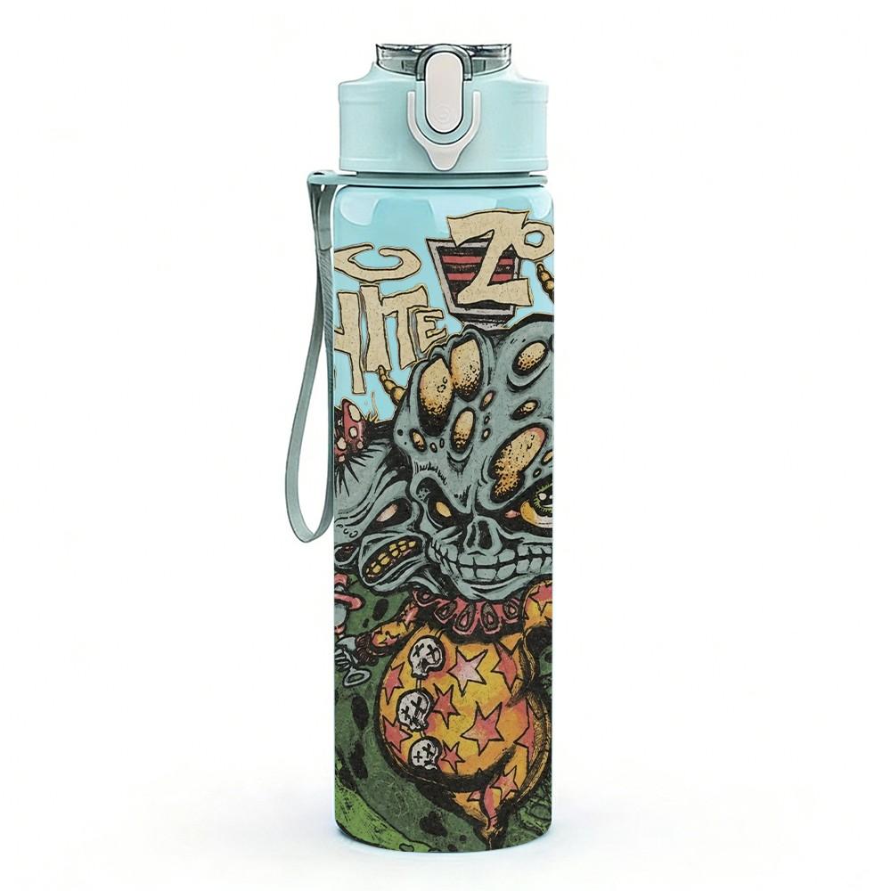 1PC Green Skull Head Art 750ml sports water bottle leakproof straw lid outdoor office home