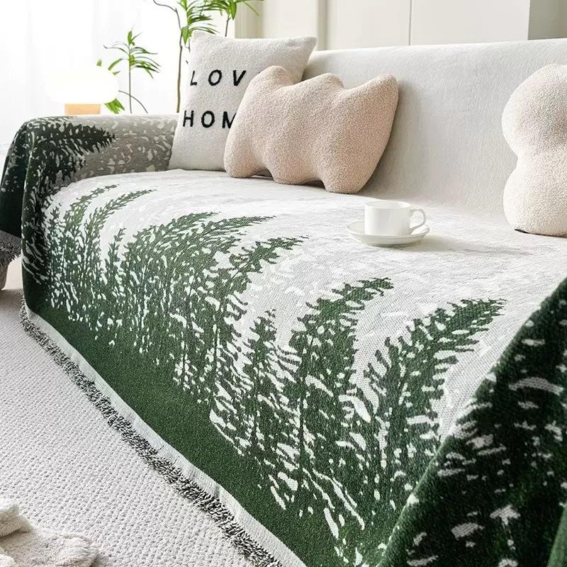 Chenille All Season Sofa Cover Cartoon Plant Modern Simple Sofa Throw Blanket