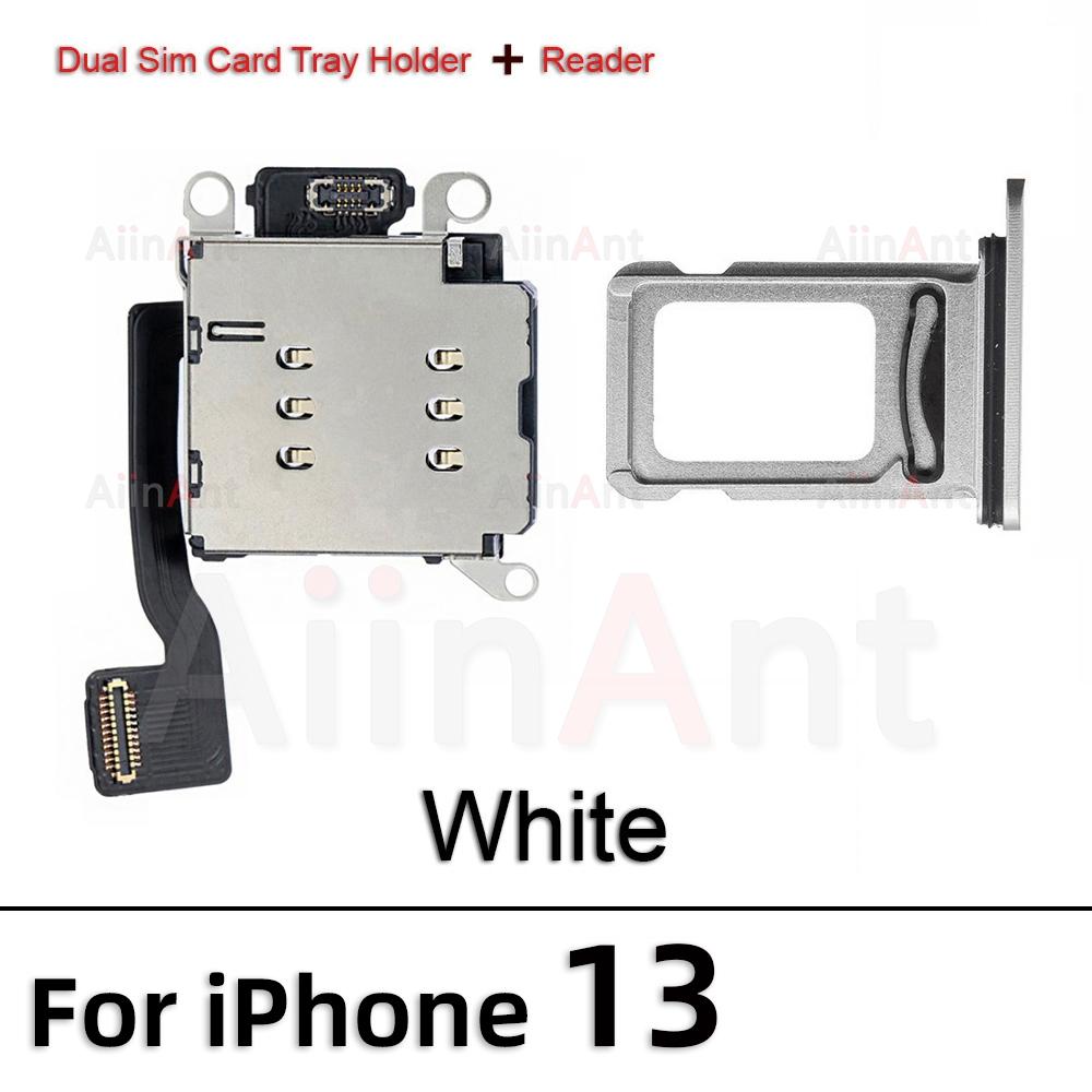 AiinAnt Double Dual Sim Card Reader Holder Adapter Connector Flex Cable For iPhone XR 11 12 13 Pro Max Phone Parts
