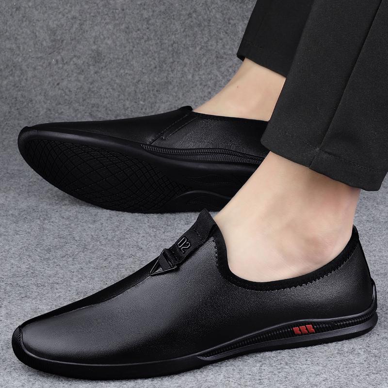 Fashion Luxury Brand Spring Loafers Adult Men Genuine Leather Business Dress Leather Shoes Pointed Soft Soled Comfortable Wedding Shoes