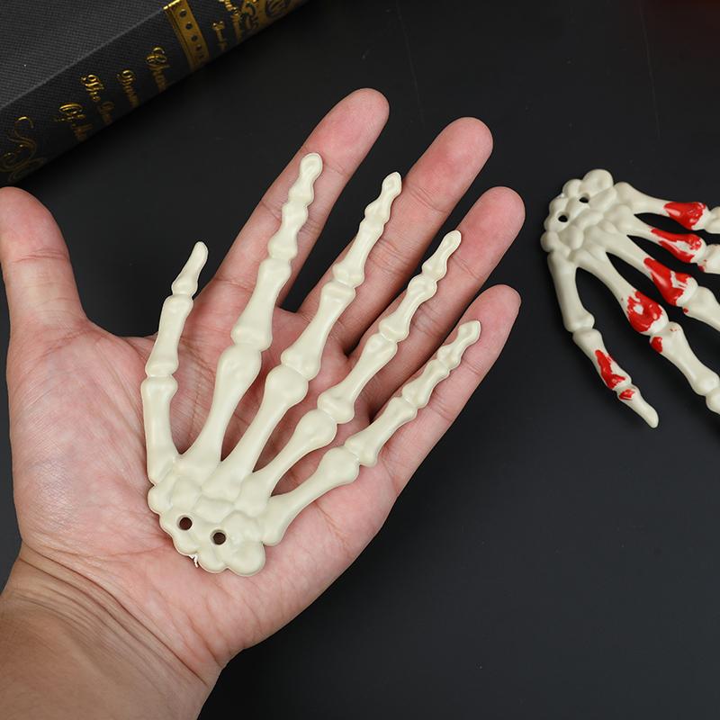 1pair Halloween Fake Skeleton Hands Bone Scary Human Hand Horror Props for Halloween Party Decoration Supplies Haunted House