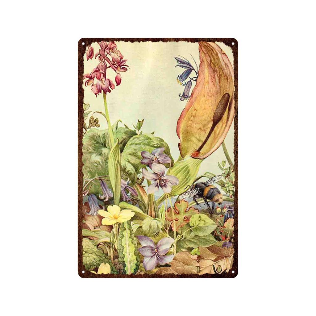 Mfoever Tin Sign Bird Flower Variety Sign Metal Sign Vintage Tin Sign Bar Vintage Wall Decor Bar Club Man Cave Metal Poster