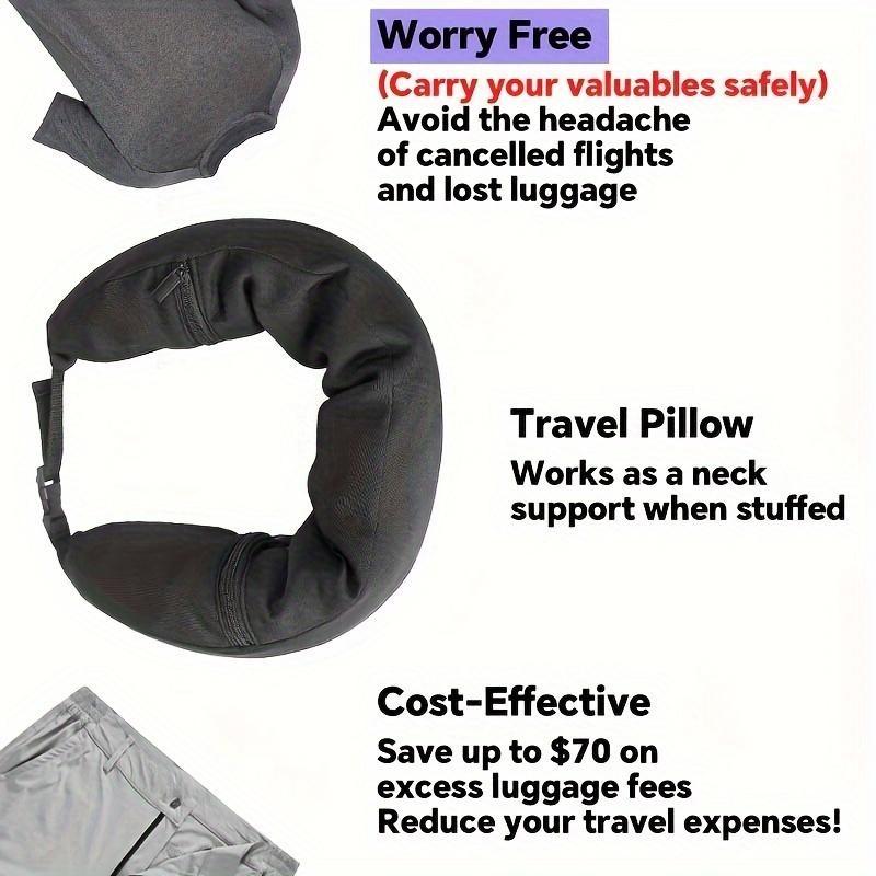 1pc Travel Neck Pillow Stuff With Clothes, 3-in-1 Neck Travel Pillow, Avoid Extra Luggage Fees, Travel Essentials