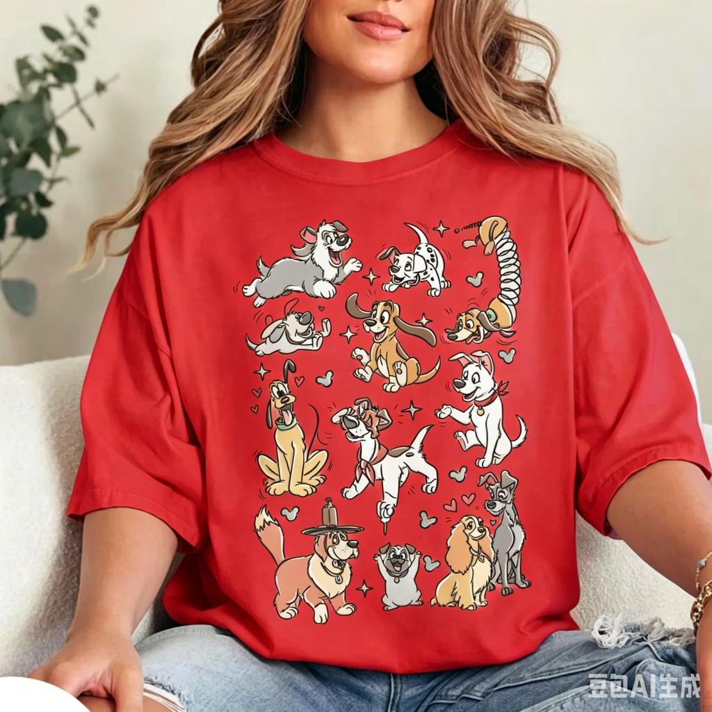 2026 Retro Dog Tshirt Miss And Tramp Tshirt Pluto Dog Tshirt Pet Enthusiast Gift Unisex Unisex Families Children