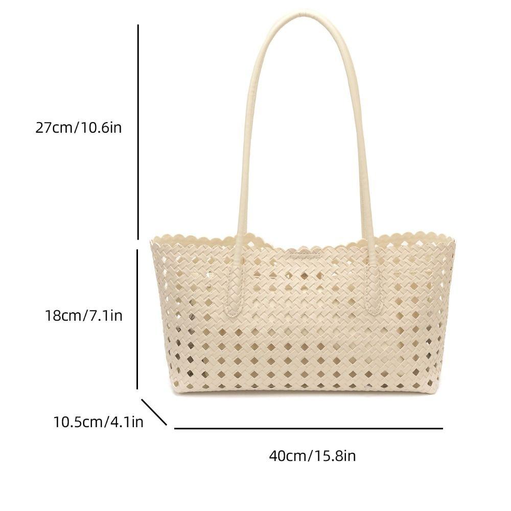 Foldable Hollow Out Weave Bag Large Capacity Beach Handbag Trendy Leather Woven Tote Bag Girls