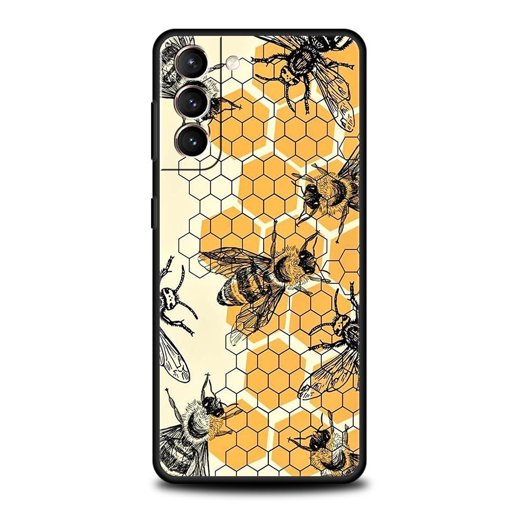 Honeybee Flower Pattern Phone Case Cover for Samsung Galaxy S26 S25 S24 S23 S22 S20 S21 FE Ultra S25 Edge Plus 5G Soft TPU Shell
