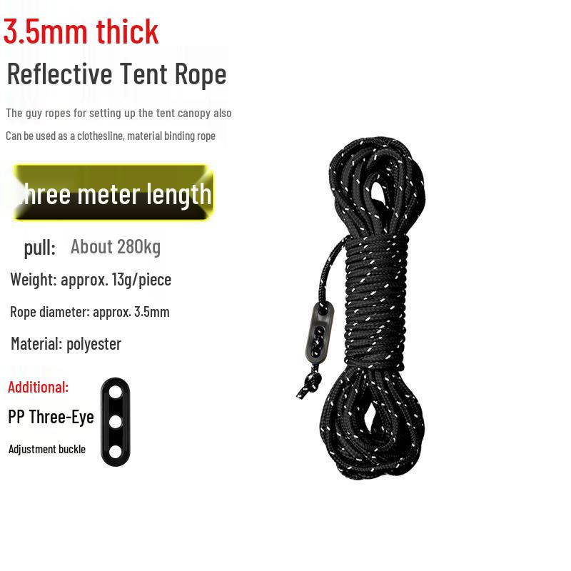 Reflective Wind Rope for Camping Tents - 4mm & 6mm Guy Rope