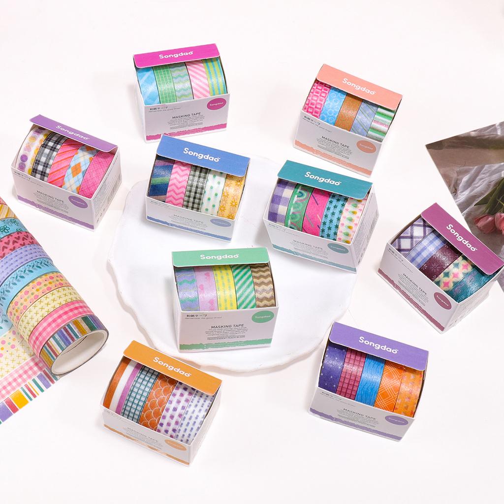 Retro Cartoon Color Ful Washi Tape Set for DIY Photo Frames Diaries Gift Box Packaging Exquisite Decorative Items Cute Gift