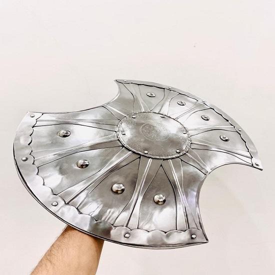 Handmade Medieval Half-Moon Shield: Decorative Warrior Armor