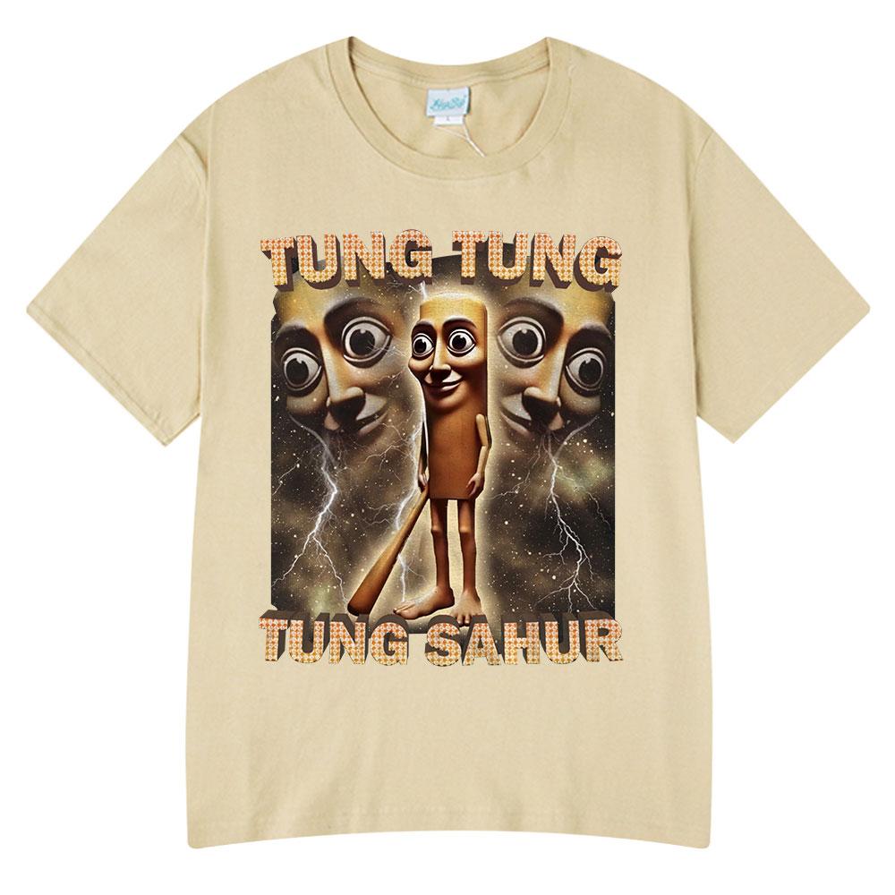 Tung Tung Tung Sahur Vtipné Meme Tričko s Baseballovou Pálkou Pánské Oblečení Módní Humor Styl Trička Unisex Letní O-výstřih Topy Tričko