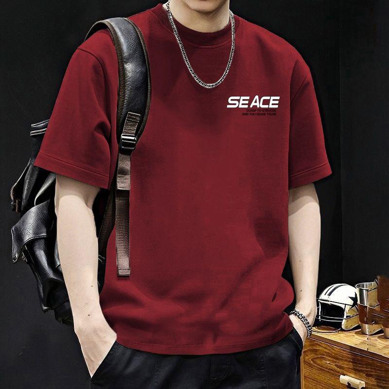 Men Simple Letter Print Short Sleeve T Shirt Crew Neck Loose Fit Casual Basic Daily Summer Top