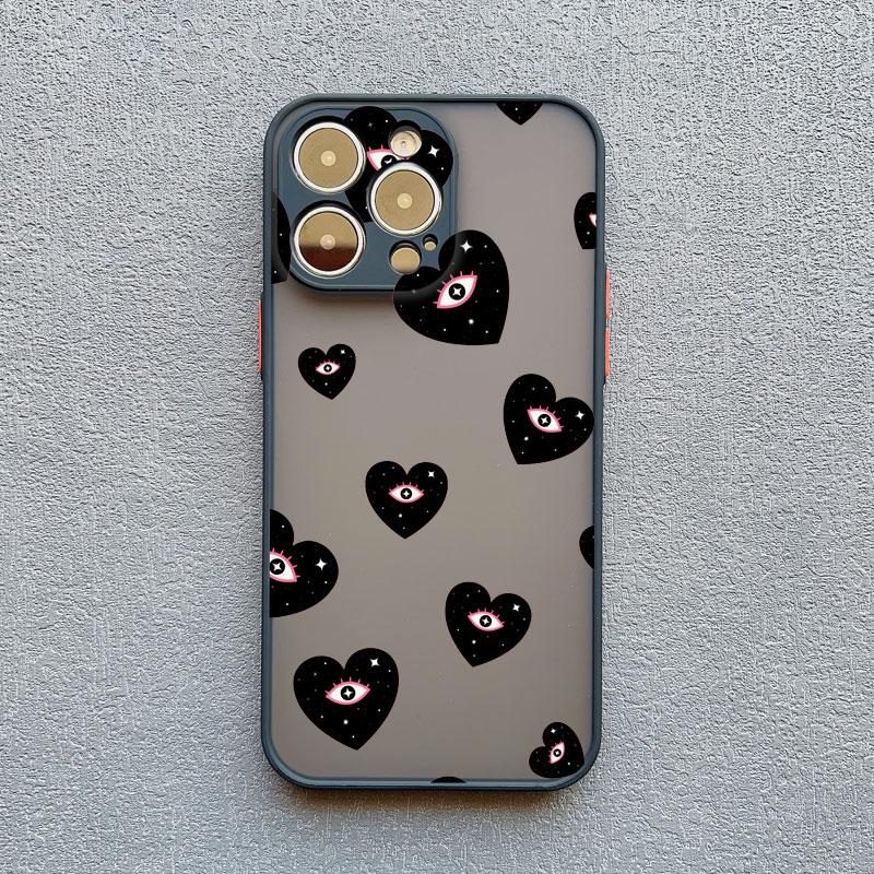 Fashion Lucky Love Heart Evil Eye Print Phone Case for IPhone 16 11 12 13 14 Pro Max Mini 15 14 7 8 Plus SE2 X XR XS Back Covers
