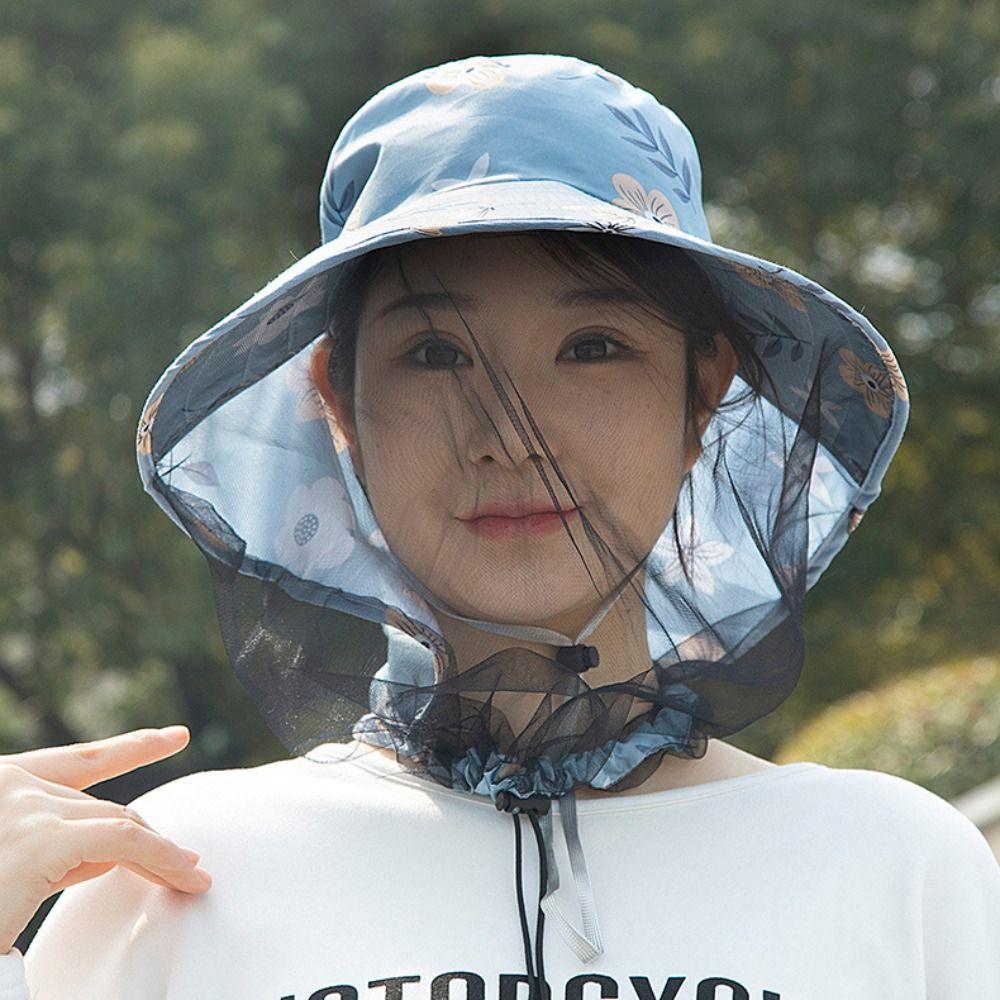 UV Protection Mesh Tea Picking Hat Printing Sunshade Shawl Cap Agricultural Work Hat  Fishing