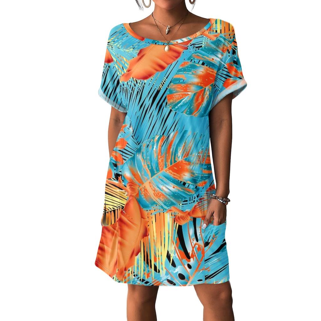 Women's Dresses T-Shirt Dresses With Pockets Solid Color Casual Beach Dresses