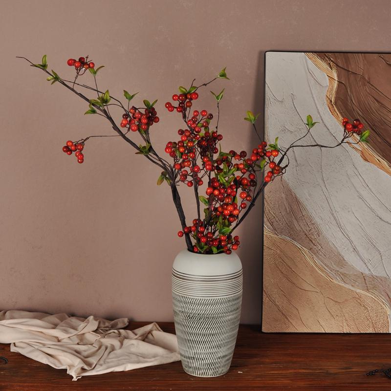 Hand-Carved Chinese Zen Ceramic Vase for Dried Flowers - Home Decor