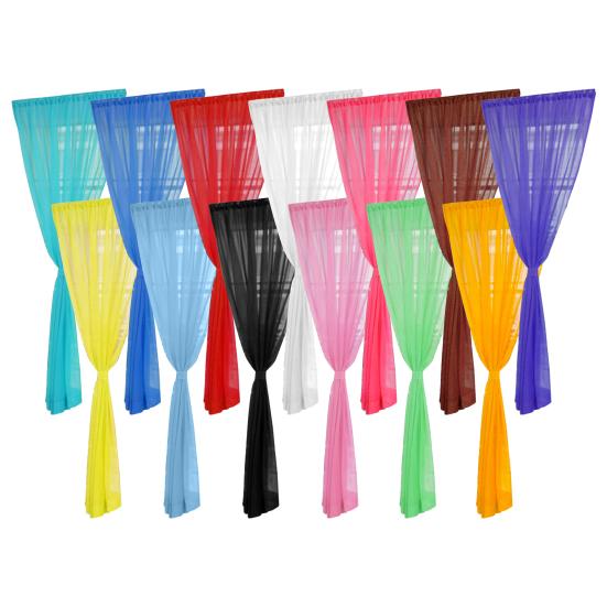 Light Transmission Sheer Curtain Bright Color Polyester Comfortable Touch Door Drape for Living Room