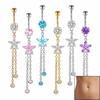 Blumen Zirkon Bauchnabelring Edelstahl Körperpiercing Schmuck Glänzender Bauchnabelring Geschenk