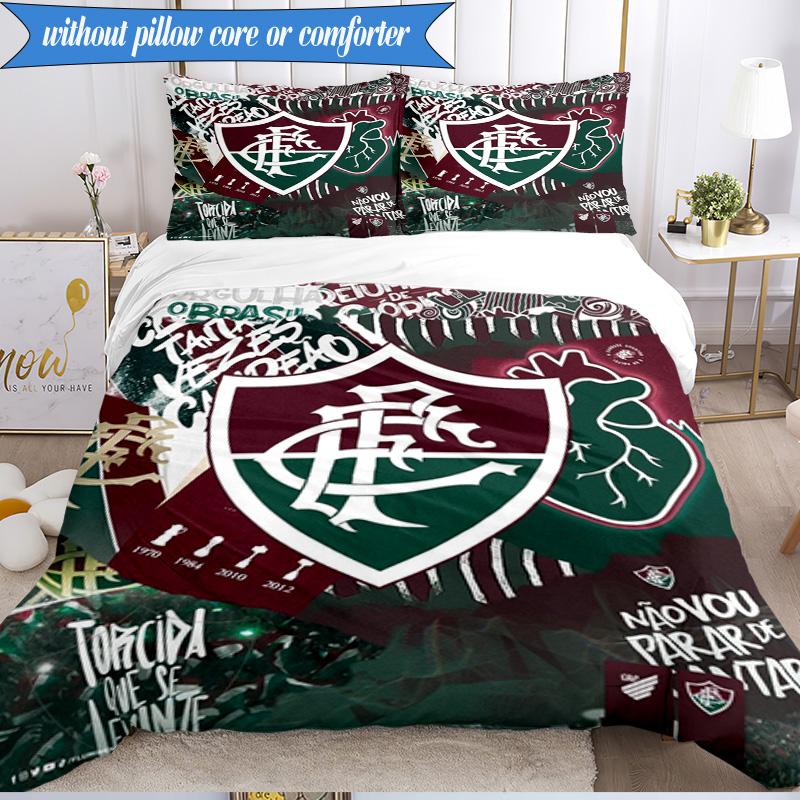 3PCS Soccer Club Emblem Design Printed Soft Bedding Set,Including 1pc Duvet Cover And 2pcs Pillowcases Perfect for Bedroom, Dormitory, Fan Gift
