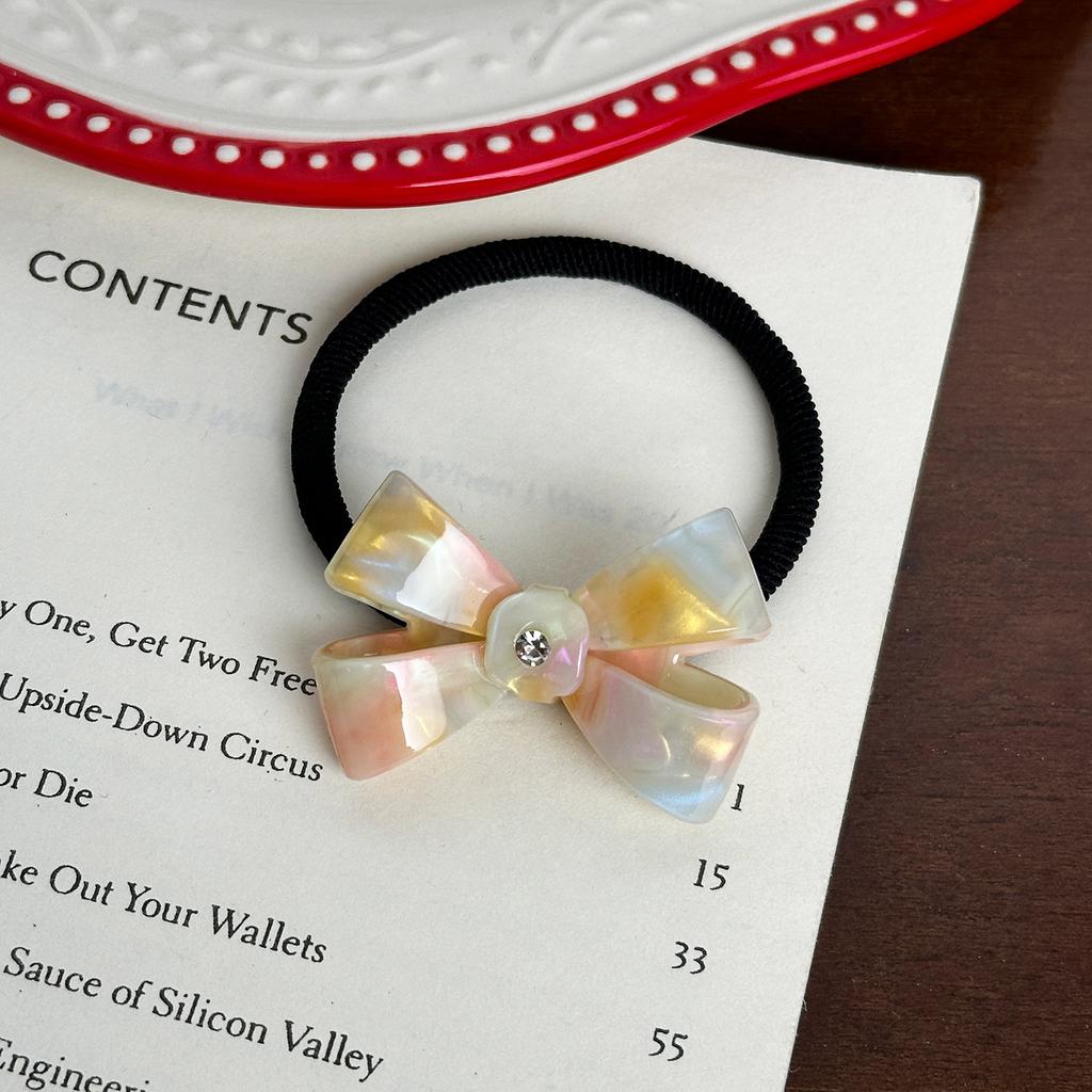 Korean New Cute 4.5cm Stereoscopic Bow Hair Tie Hair Clip For Sweet Girls Rhinestones Acetate Hair Rope Duckbill Clip