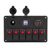12V 24V 6 Gang Car Boat Marine LED Rocker Switch Panel Dual USB Voltmeter Cigarette Lighter