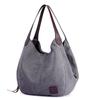 Large Capacity Canvas Tote Bag with Three-Layer Pockets - Ladies' Casual Shoulder Handbag