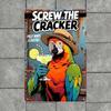 Vintage Parrot Metal Sign 8x12 Inch, Retro Tiki Bar Decor, Funny Cocktail Lover Gift, Humorous 2D Flat Outdoor Wall Art