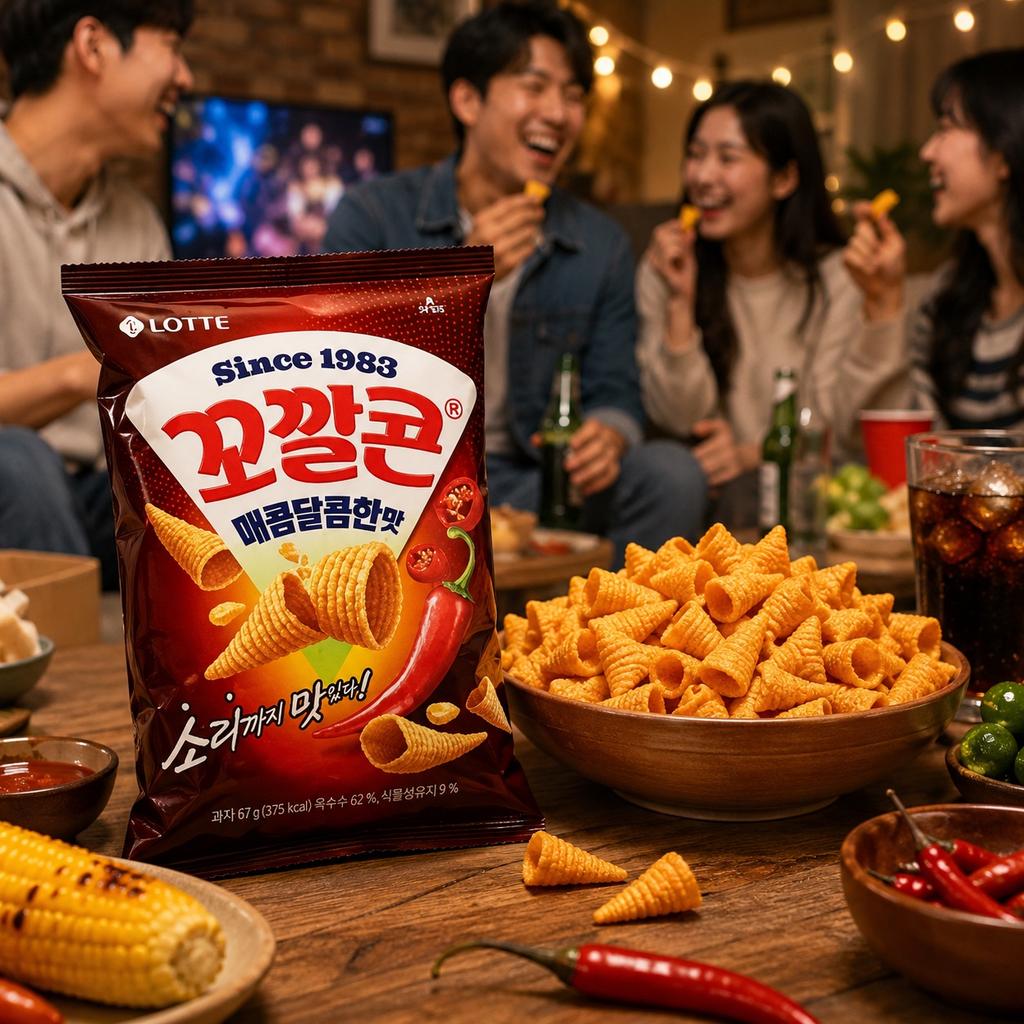 Lotte Kokkal Corn Snack (Sweet‑Spicy Flavor) 67g