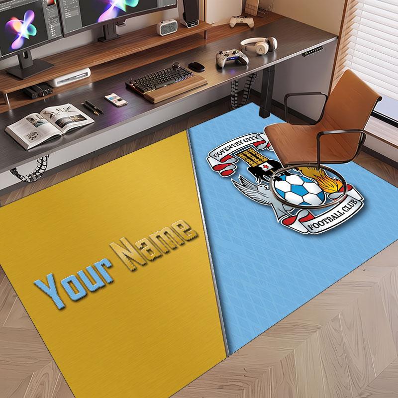 Custom Rug Coventry City Pattern Print Name Text Soft Non‑Slip Floor Carpet for Home Indoor Decoration