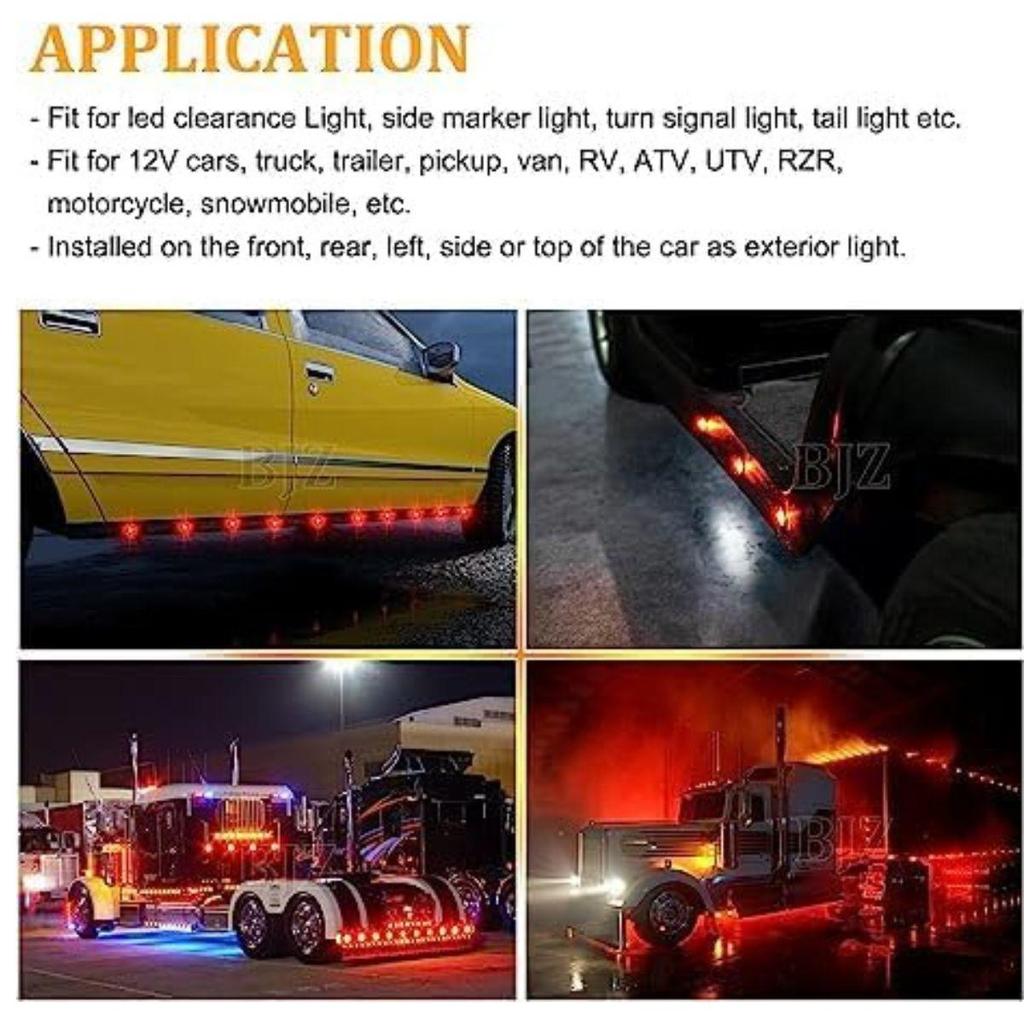 10-Pack Round Red LED Front Rear Side Marker Lights 24V for Camper Truck Trailer