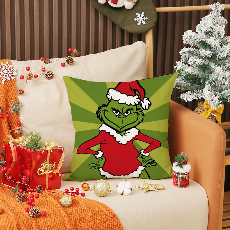 Grönhårigt Monster Roligt Kuddfodral Jul Sött Tryck Sittkudde Inredning Soffkudde