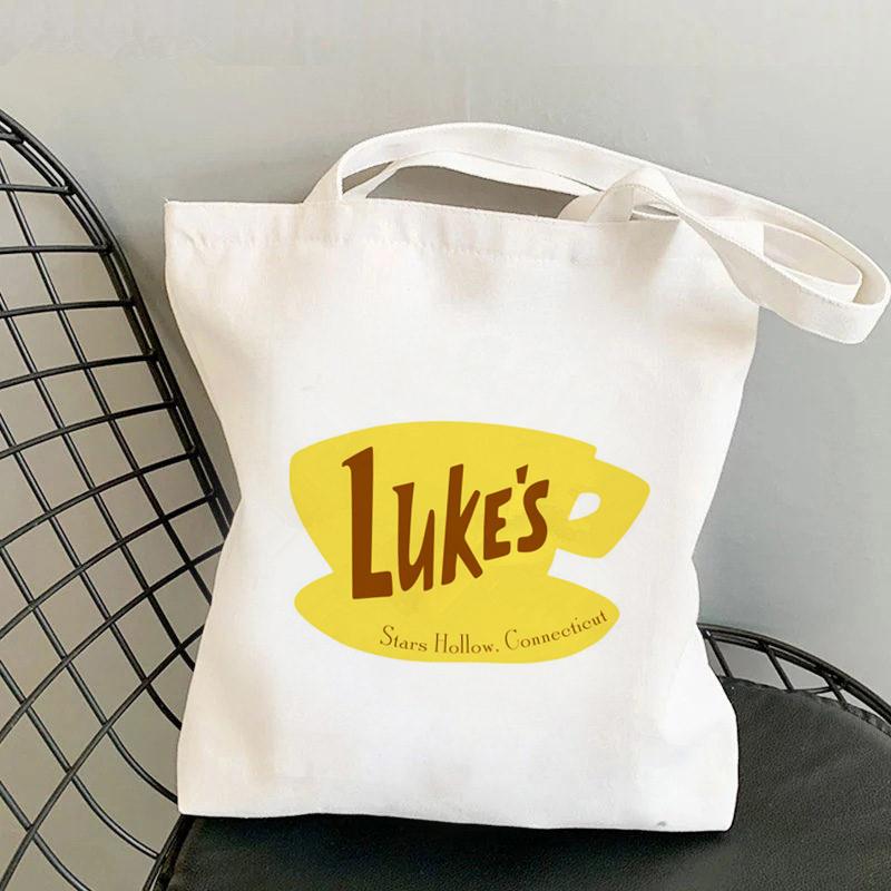 Shopper Gilmore Girls Luke's Printed Tote Geantă Femei Harajuku Shopper Geantă de mână Geanta de umăr Geantă de cumpărături Lady Canvas Bag