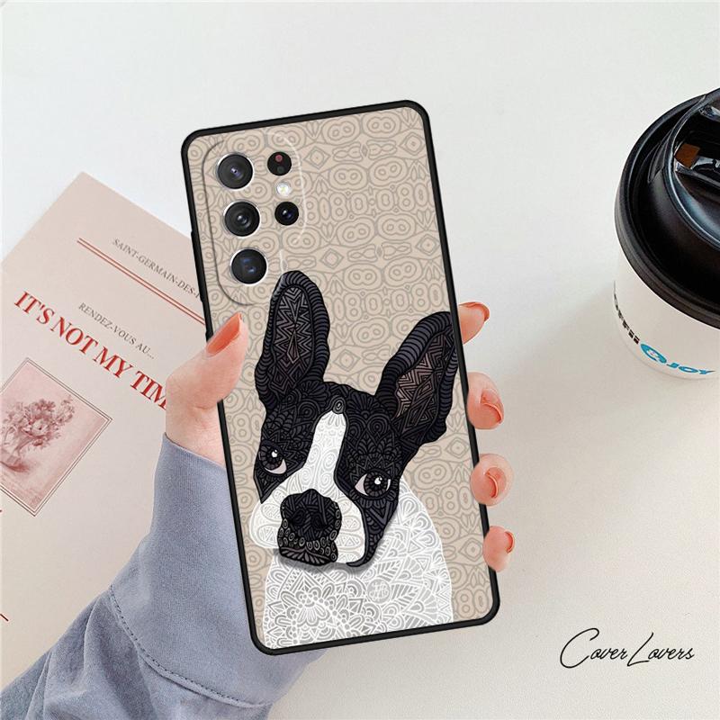 Boston Terrier Dog phone case For Samsung Galaxy S24 S25 S23 S22 Ultra Note 10 20 Plus S20 S21 FE Cover