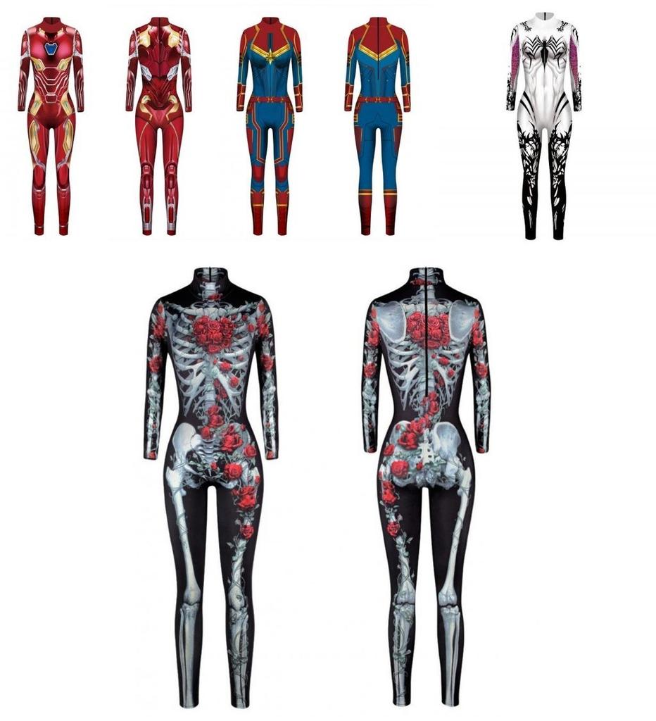 Halloween Spiderman Cosplay Jumpsuit Women's Slim Tights Bodysuit