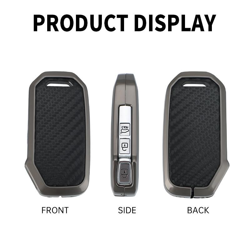 7 Buttons Zinc Alloy + Leather Car Key Case Cover For Kia  Sportage  Niro Hybrid  Sorento Mq4  Ev6 Gt-Line K8 V6